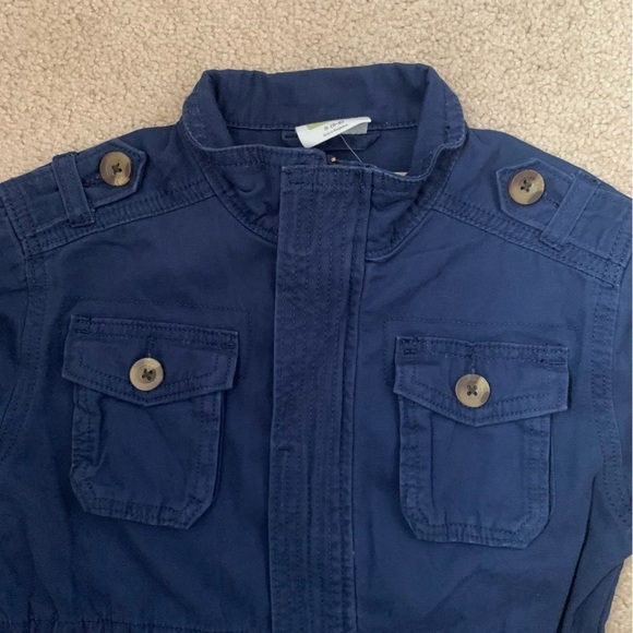 CRAZY 8 Girls Utility Cargo Jacket Below Hip Zip Up Velcro Sz S 5/6 Navy Blue - Picture 3 of 15